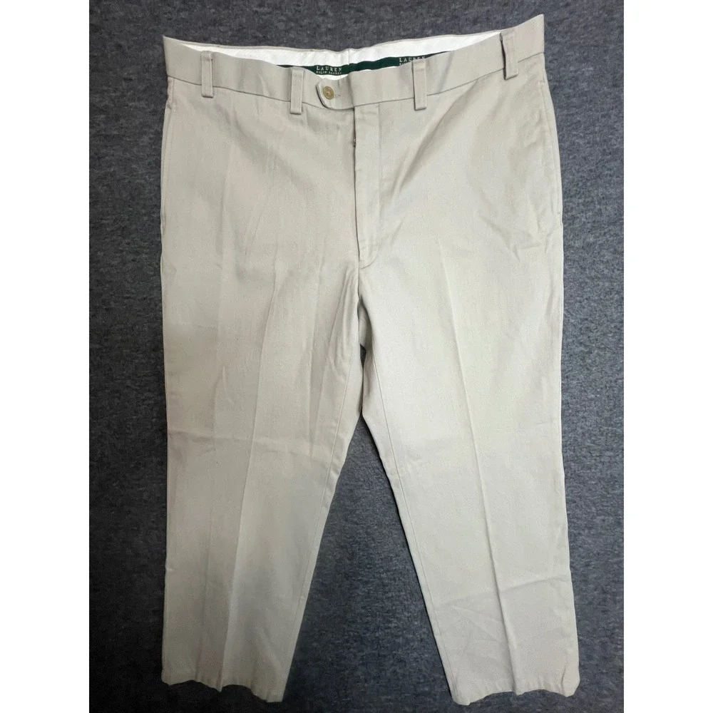 Lauren Ralph Lauren Mens Wrinkle Resistant Cotton Chino Dress Pants Tan 40x30